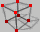 A wireframe of a cube with red vertices
